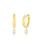 Diamond Oval Drop Gold Dome Earrings - 14K